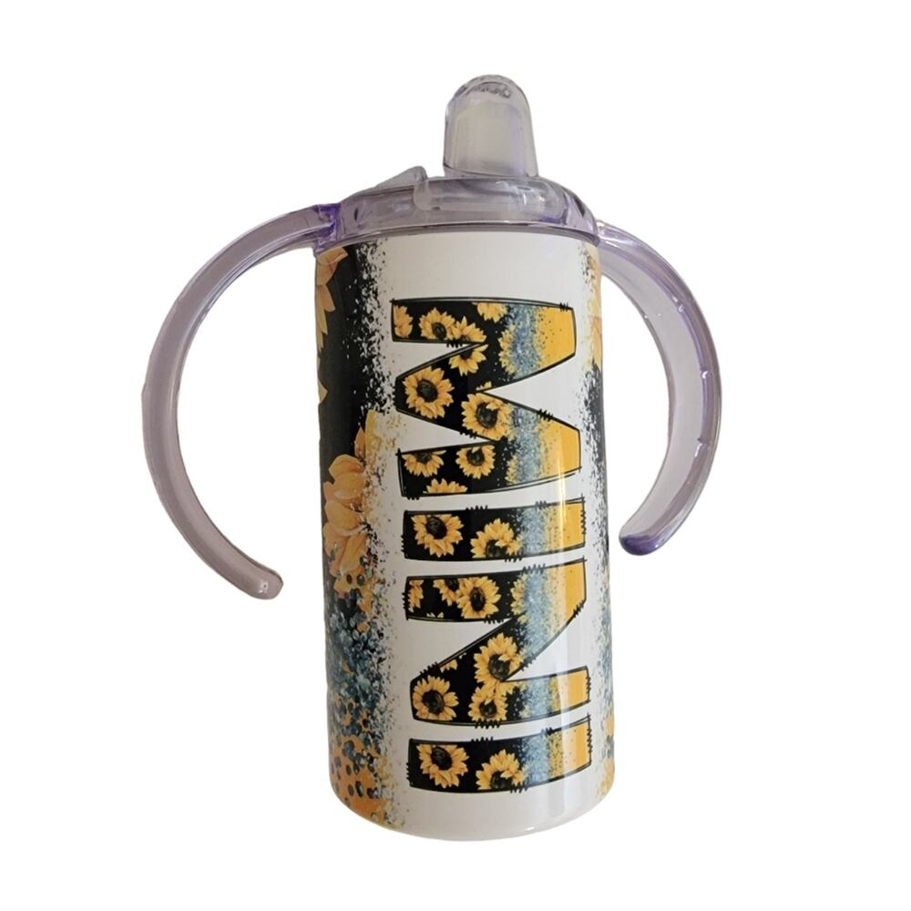 12 oz. Mini Sunflower Sublimated Stainless Steel Sippy Cup New